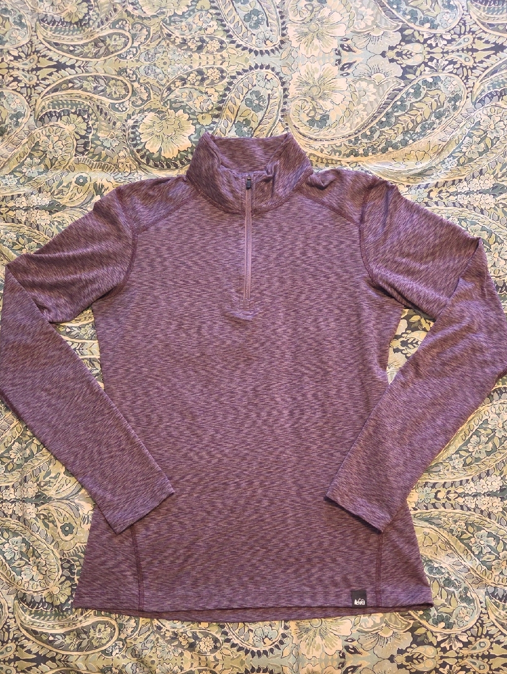 REI Women's Half-Zip Mid-Weight Base Layer Top Heathered Plum